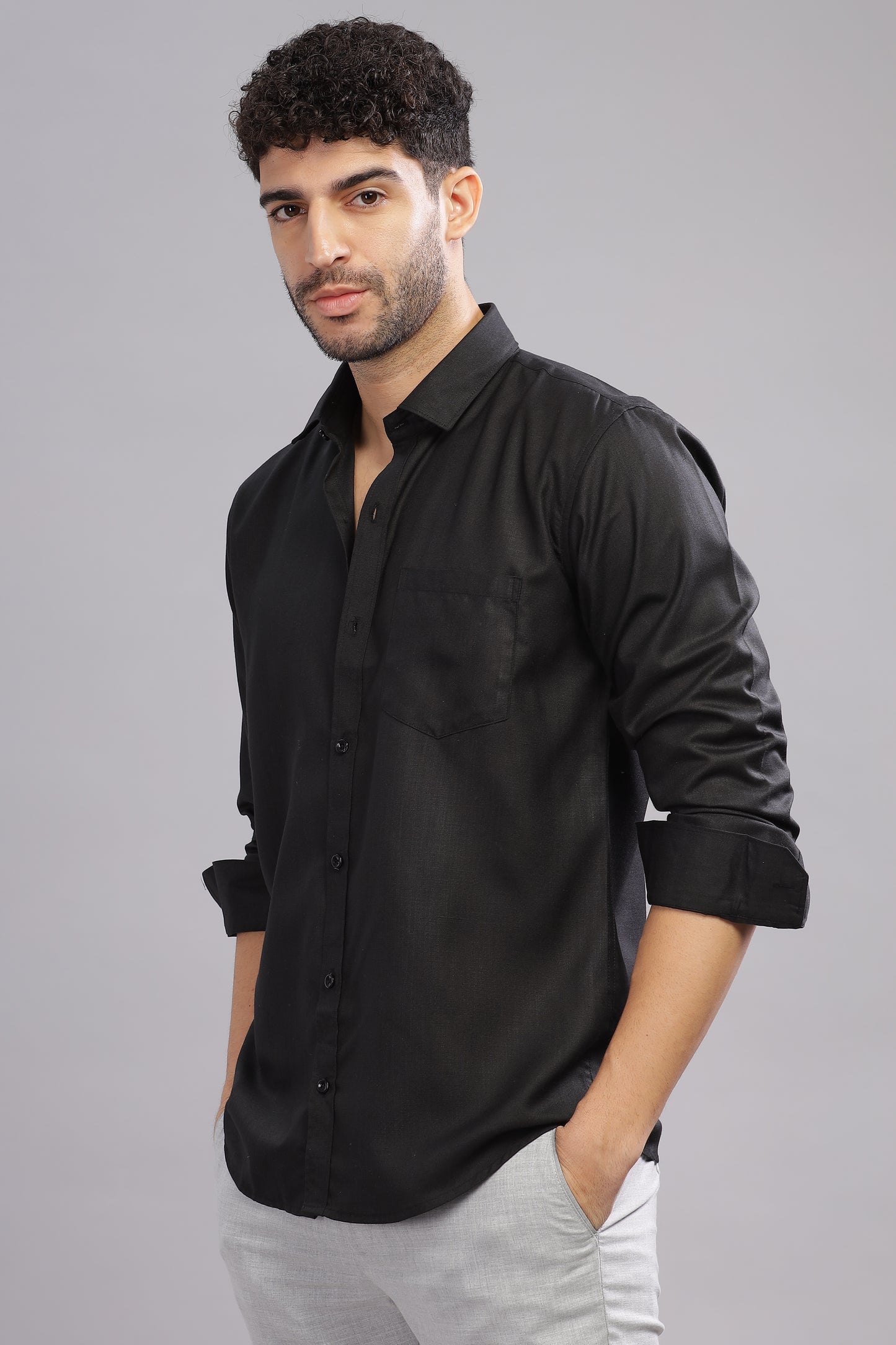 Matte Cuffs black shirt for men