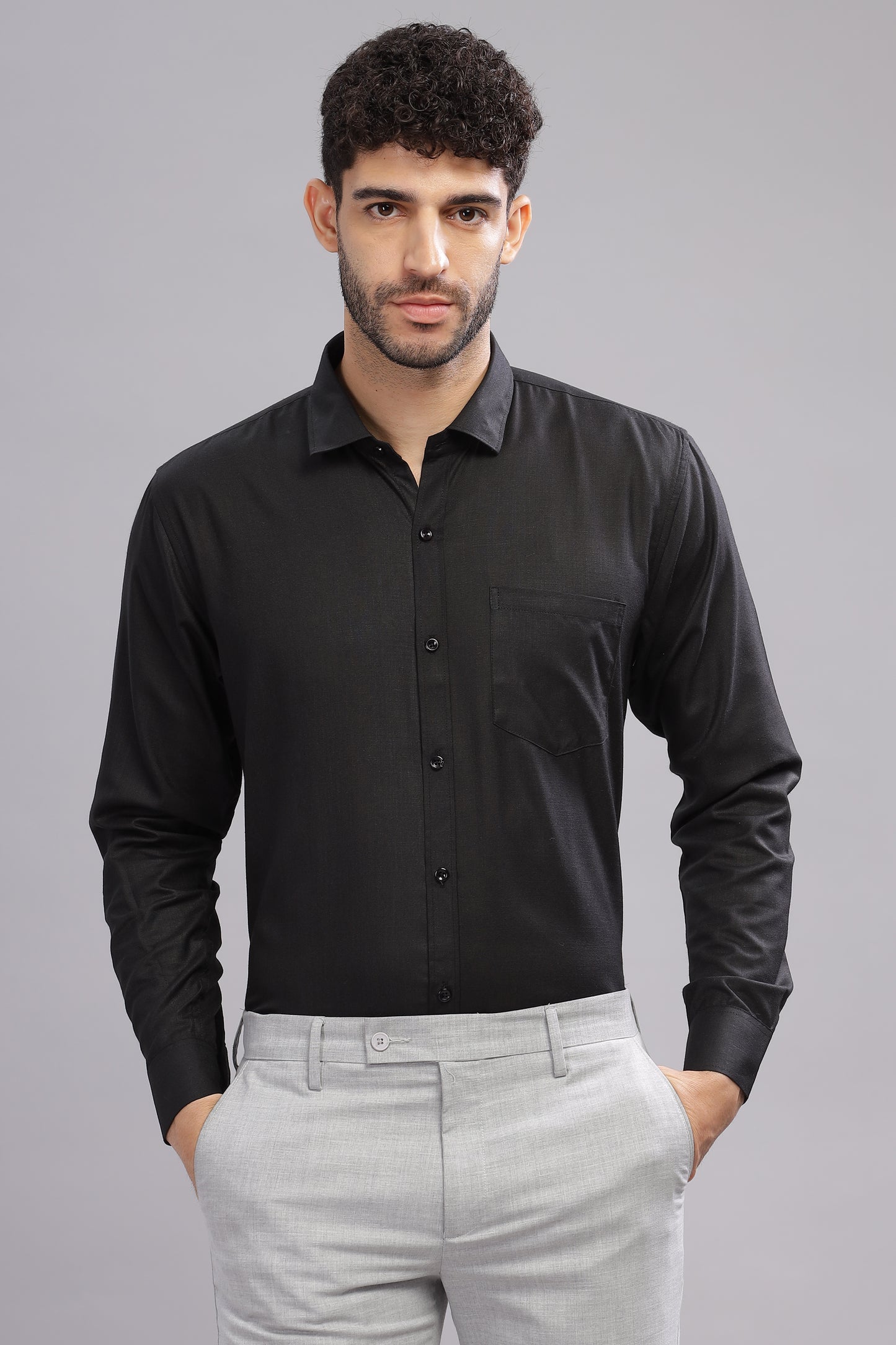 Matte Cuffs black shirt for men