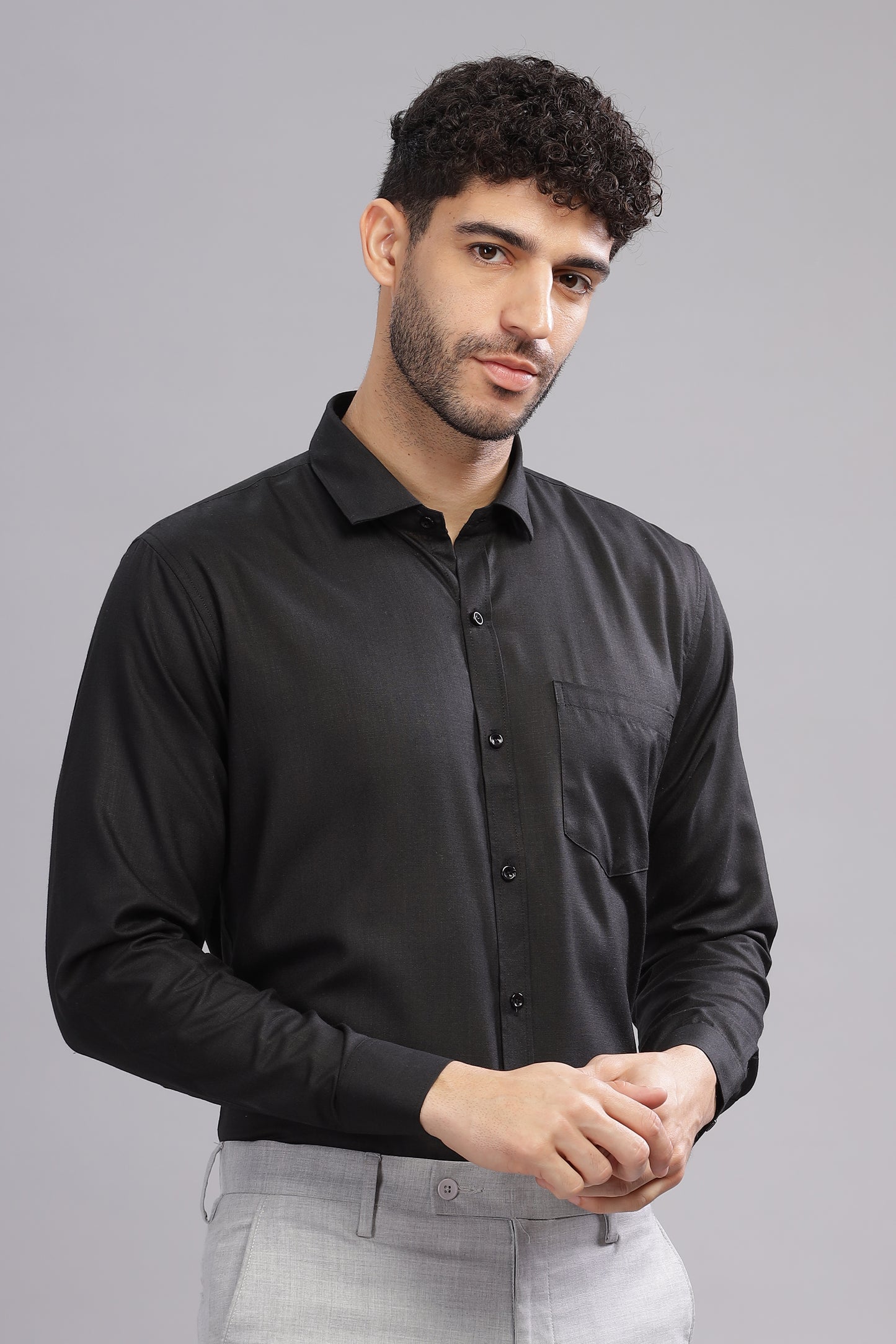Matte Cuffs black shirt for men