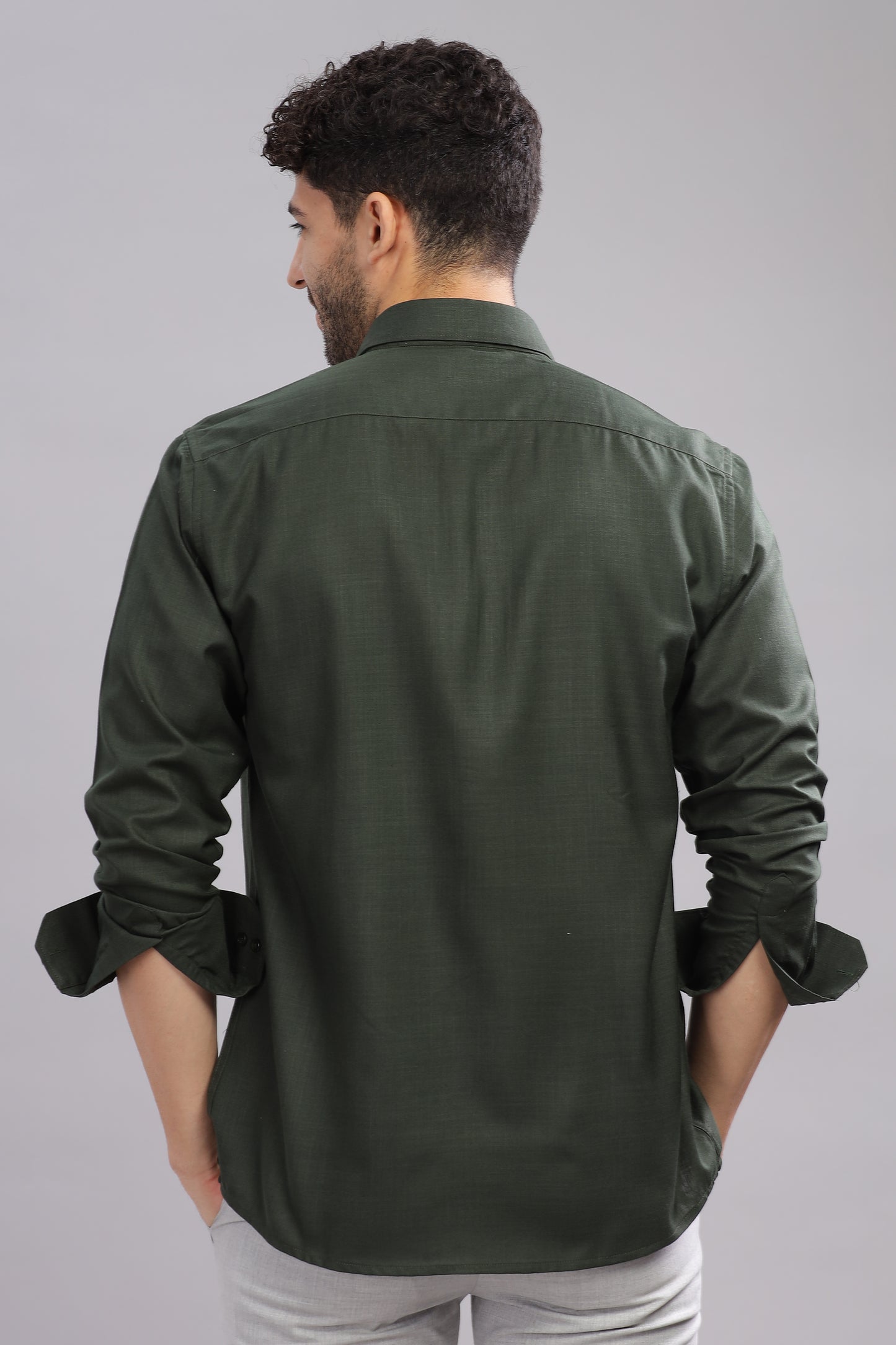 Matte Cuffs olive green shirt for men