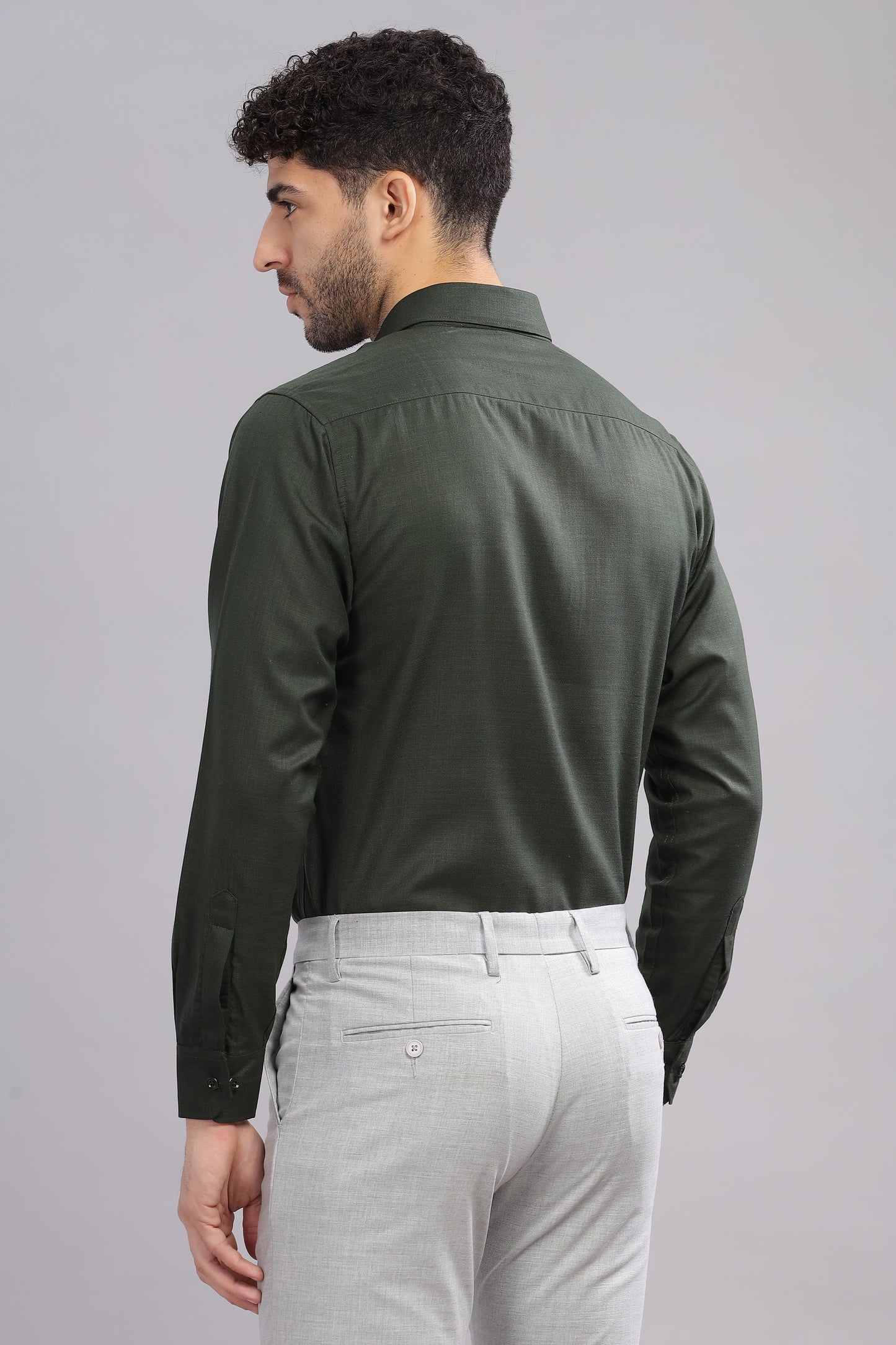 Matte Cuffs olive green shirt for men